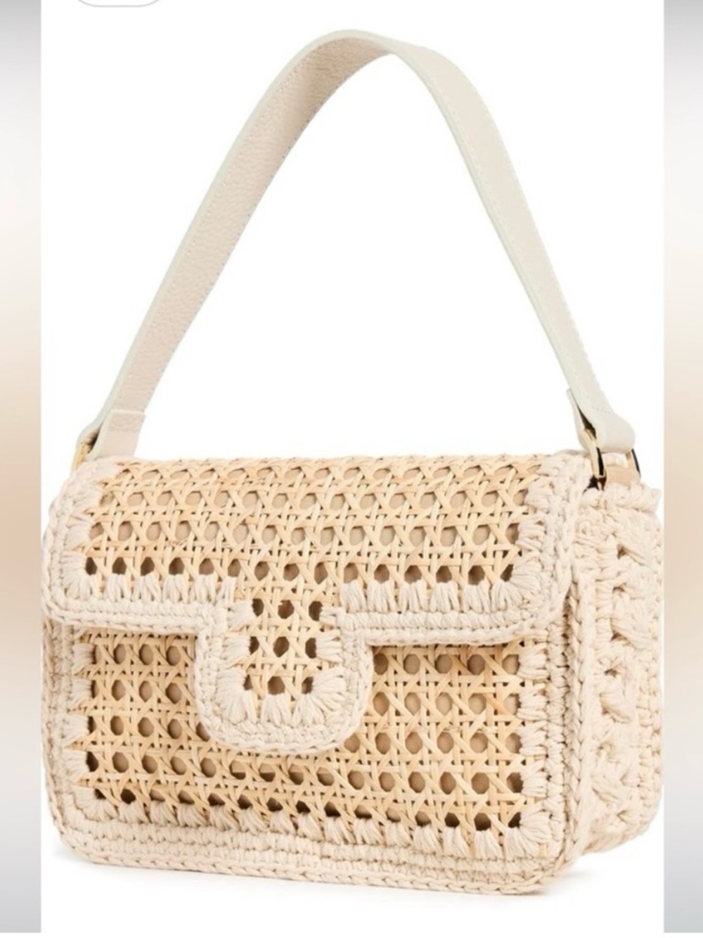 Caterina Bertini Wove Shoulder Bag in Cream